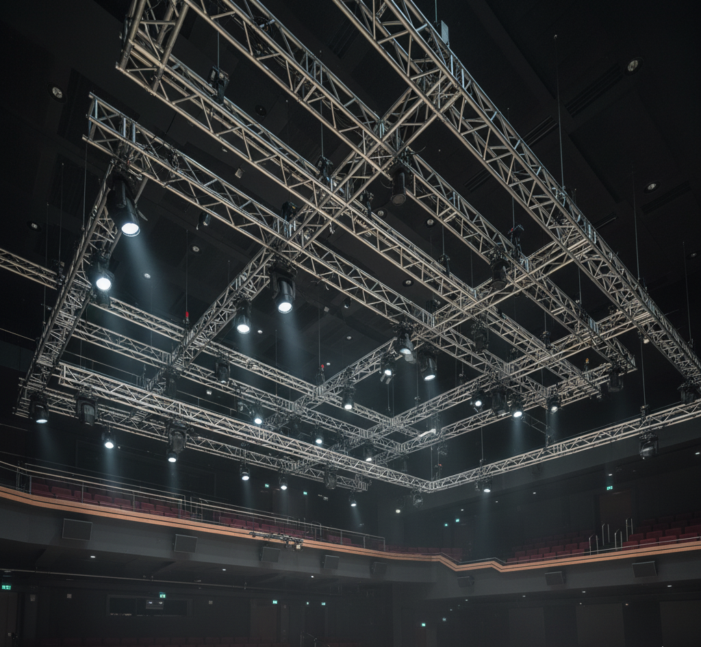 Close-up of a modern theatre racking system